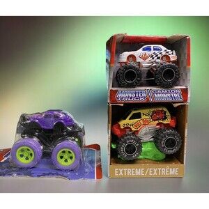 Turbo Wheels Monster Truck Lot Of 3 New In Package/Purple Pull Back & 2 Monster